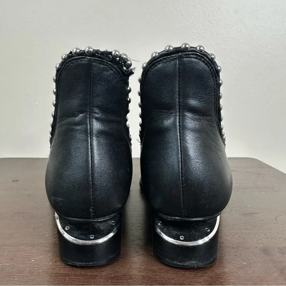 Alexander Wang Kori Cutout Studded Black Leather Ankle Boots Womens 36.5